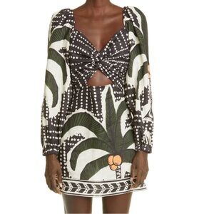 Johanna Ortiz Artadecer Long Sleeve Linen Minidress Size 8